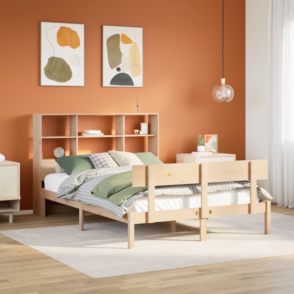 Bookcase Bed without Mattress 140x190 cm Solid Wood Pine