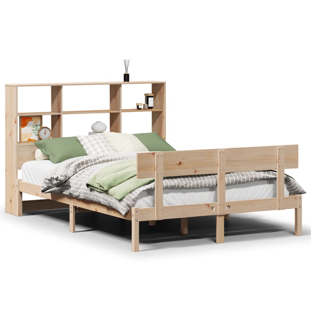 Bookcase Bed without Mattress 150x200 cm King Size Solid Wood Pine