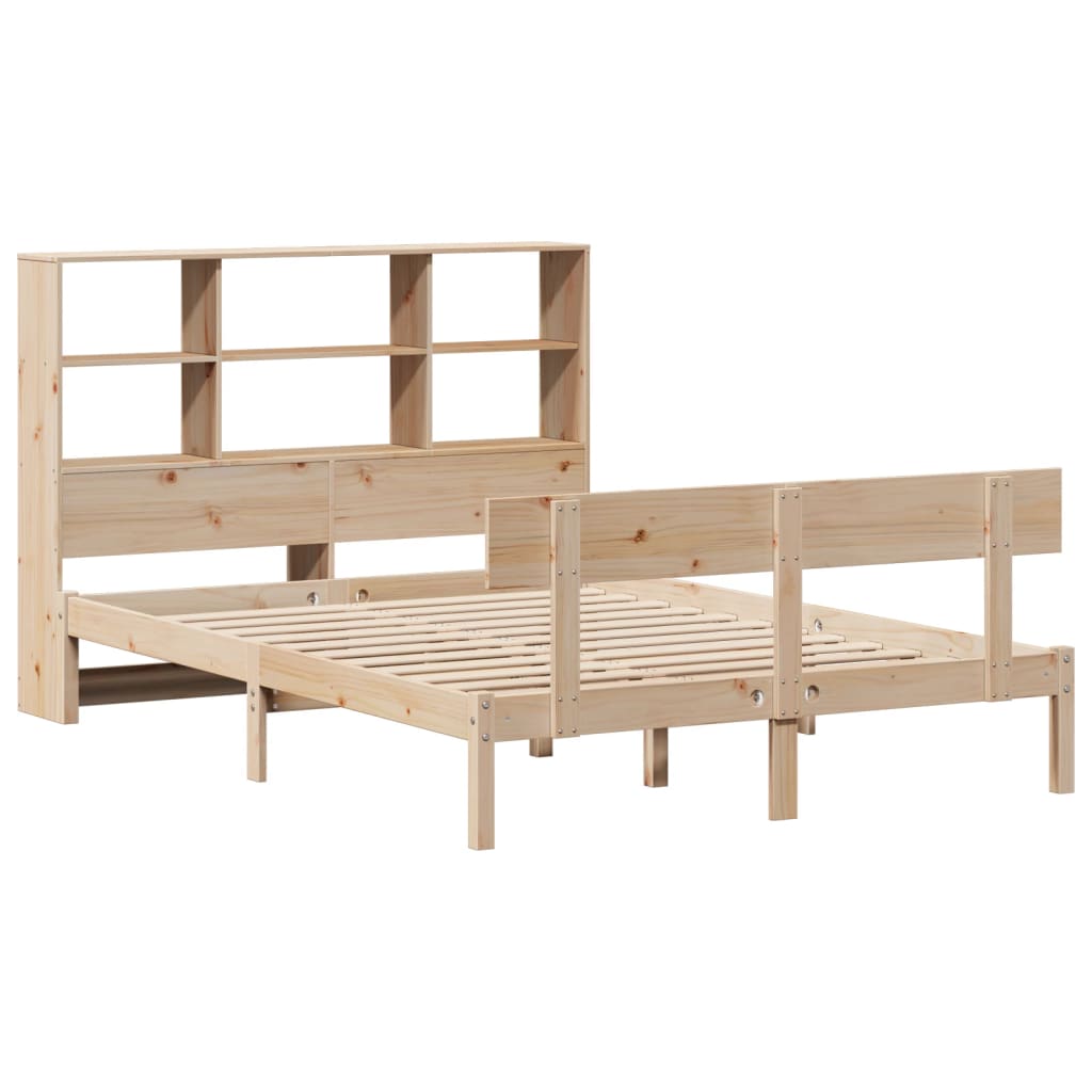 Bookcase Bed without Mattress 150x200 cm King Size Solid Wood Pine