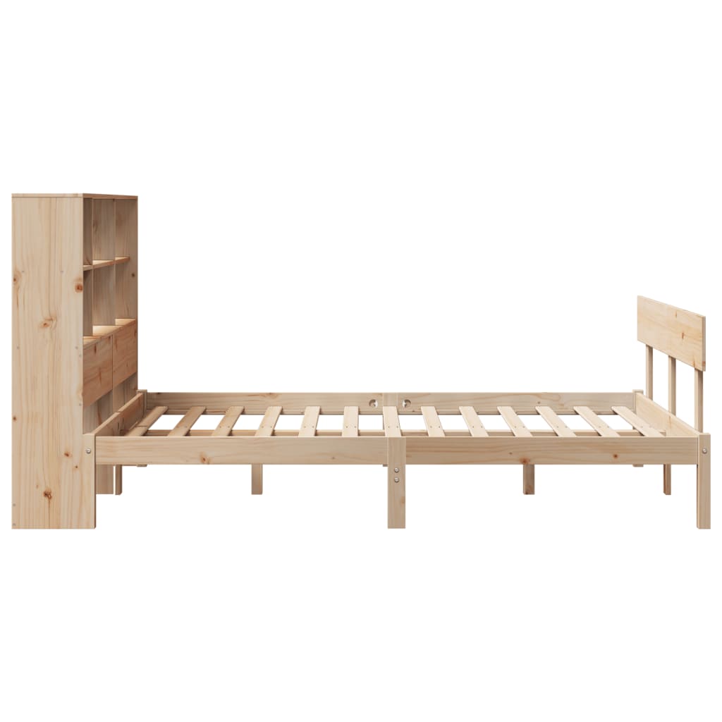 Bookcase Bed without Mattress 150x200 cm King Size Solid Wood Pine