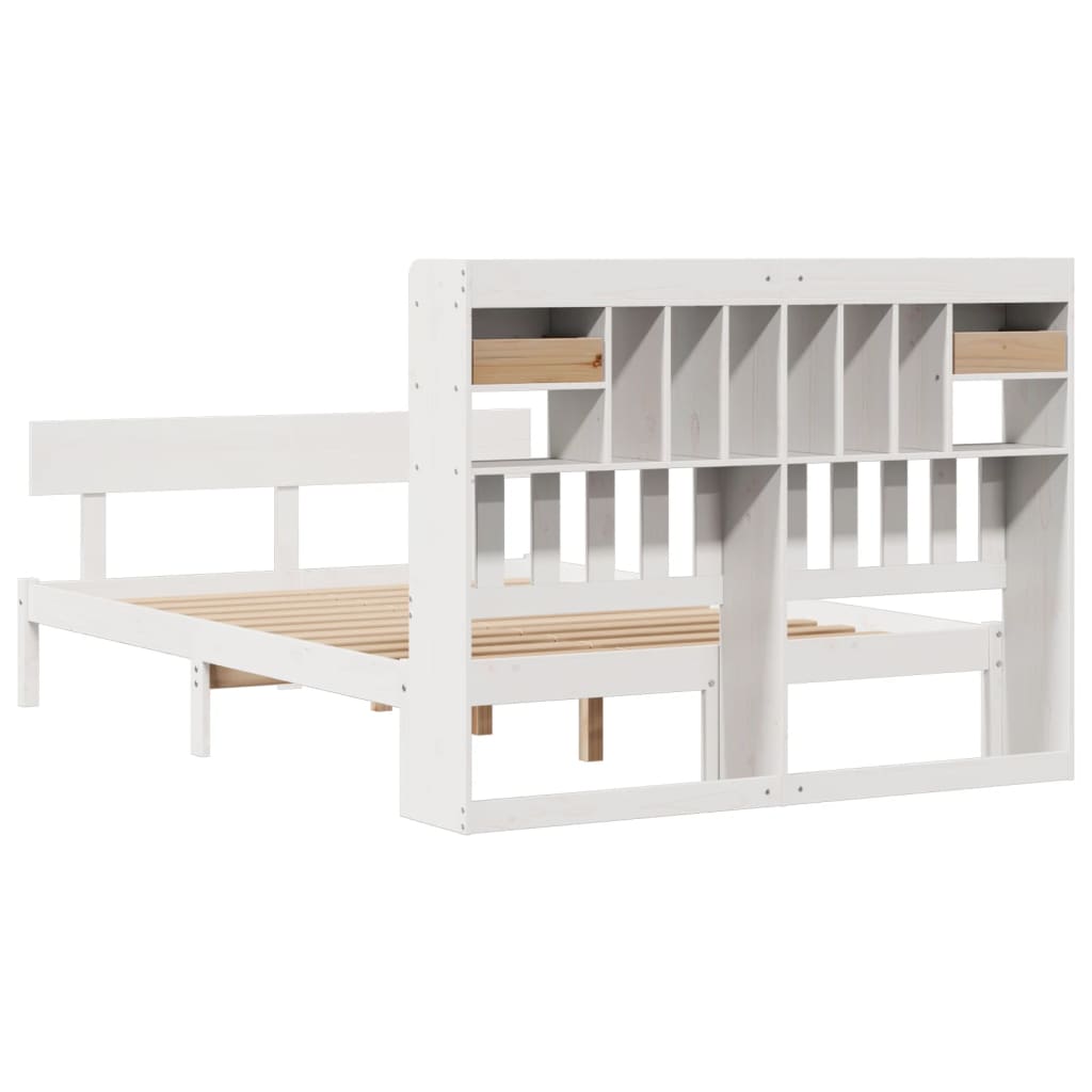 Bookcase Bed without Mattress White 140x190 cm Solid Wood Pine
