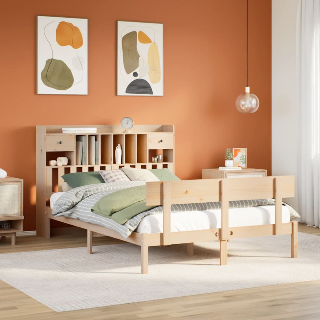 Bookcase Bed without Mattress 160x200 cm Solid Wood Pine