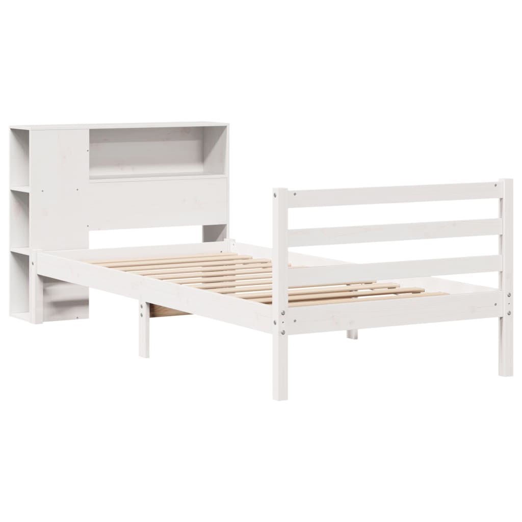 Bookcase Bed without Mattress White 90x190 cm Single Solid Wood Pine