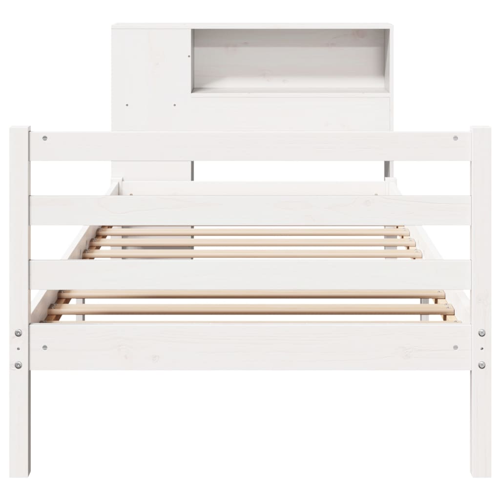 Bookcase Bed without Mattress White 90x190 cm Single Solid Wood Pine