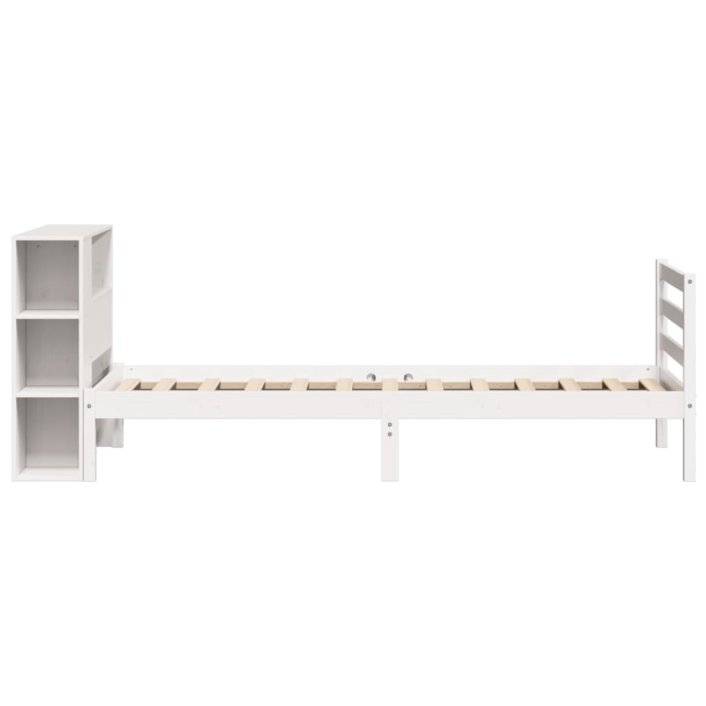 Bookcase Bed without Mattress White 90x190 cm Single Solid Wood Pine