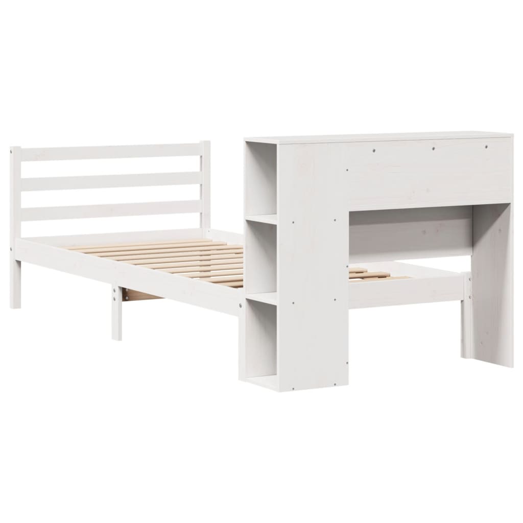 Bookcase Bed without Mattress White 90x190 cm Single Solid Wood Pine