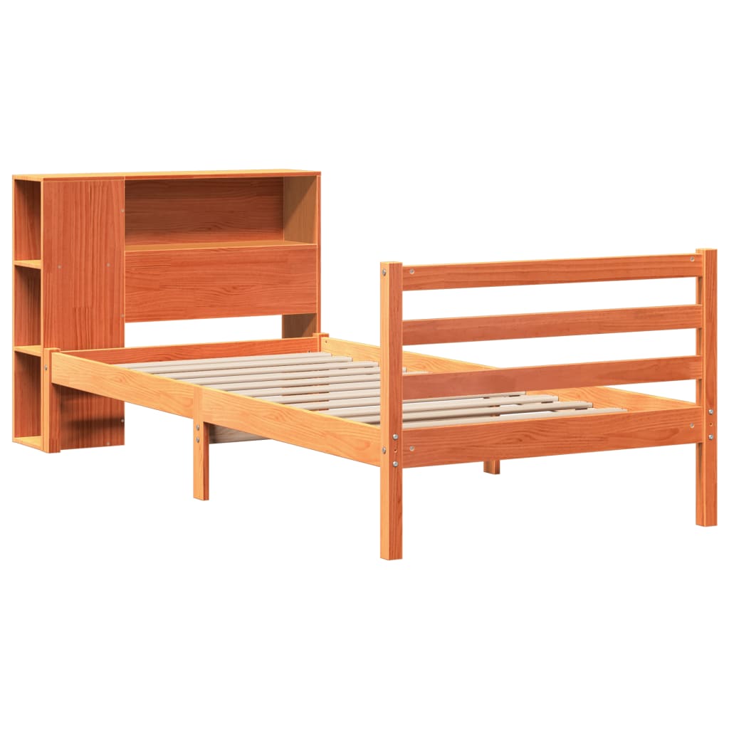 Bookcase Bed without Mattress Wax Brown 100x200 cm Solid Wood