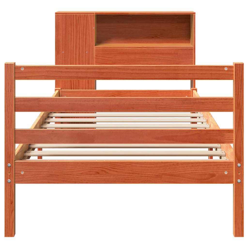 Bookcase Bed without Mattress Wax Brown 100x200 cm Solid Wood