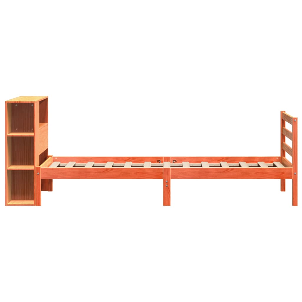 Bookcase Bed without Mattress Wax Brown 100x200 cm Solid Wood