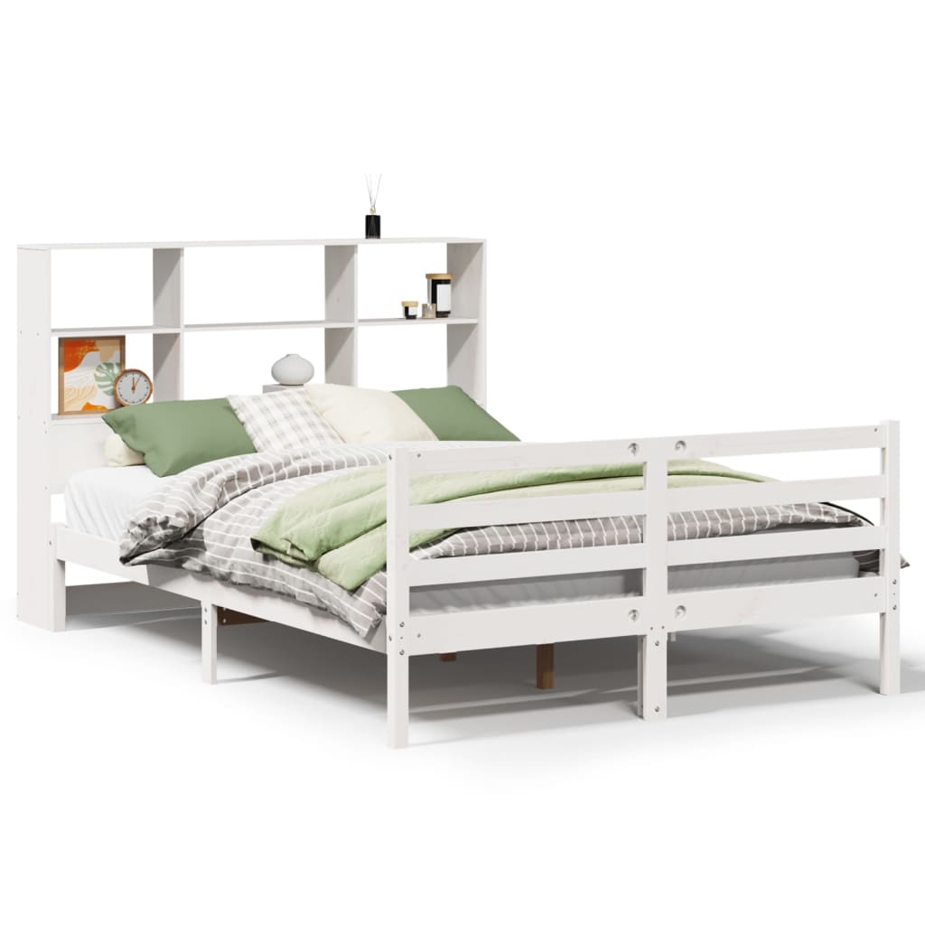 Bookcase Bed without Mattress White 120x190 cm Small Double Solid Wood Pine