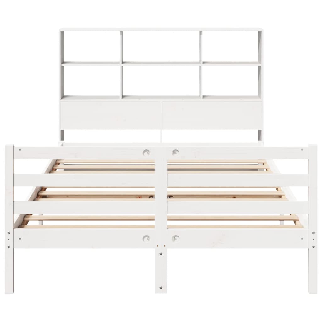 Bookcase Bed without Mattress White 120x190 cm Small Double Solid Wood Pine