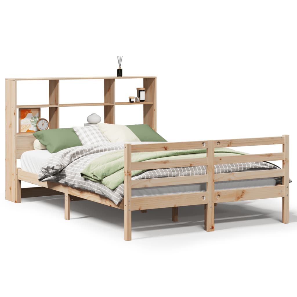 Bookcase Bed without Mattress 140x190 cm Solid Wood Pine