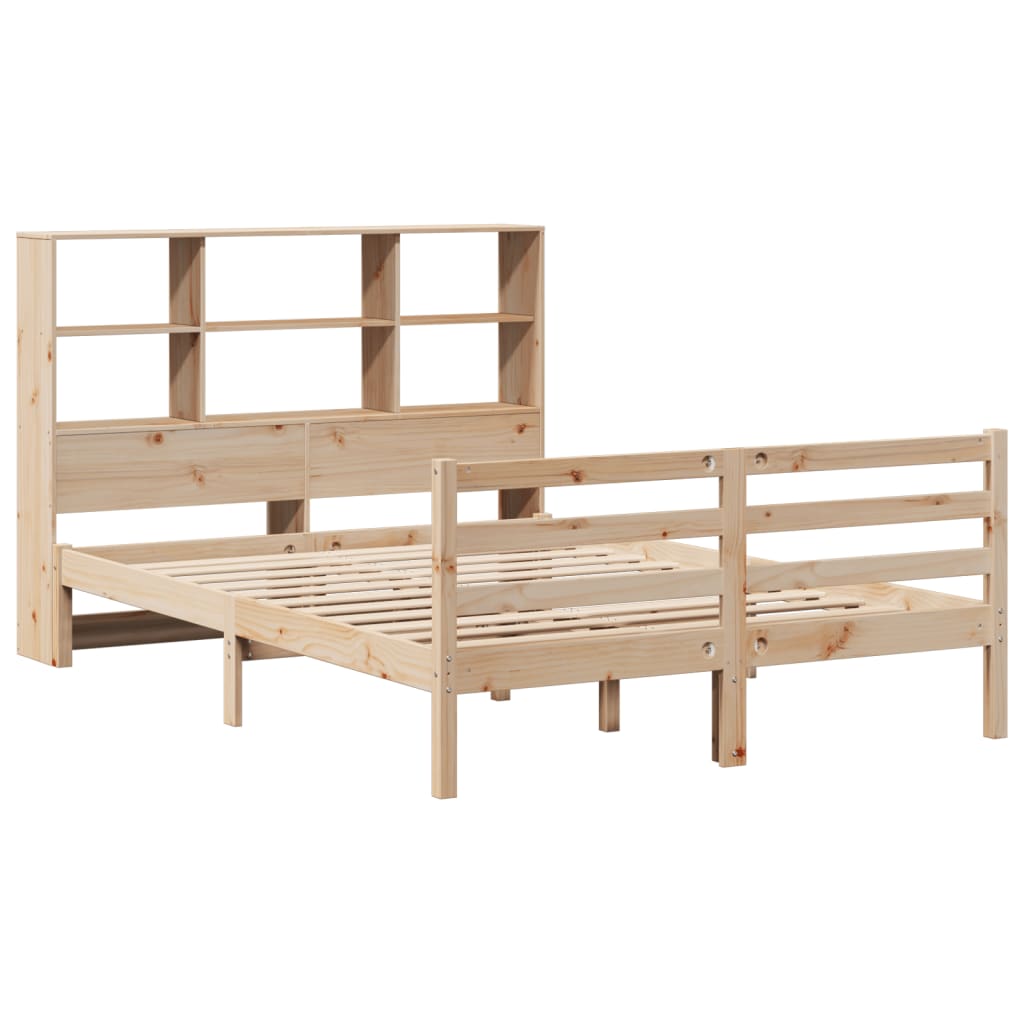Bookcase Bed without Mattress 140x200 cm Solid Wood Pine