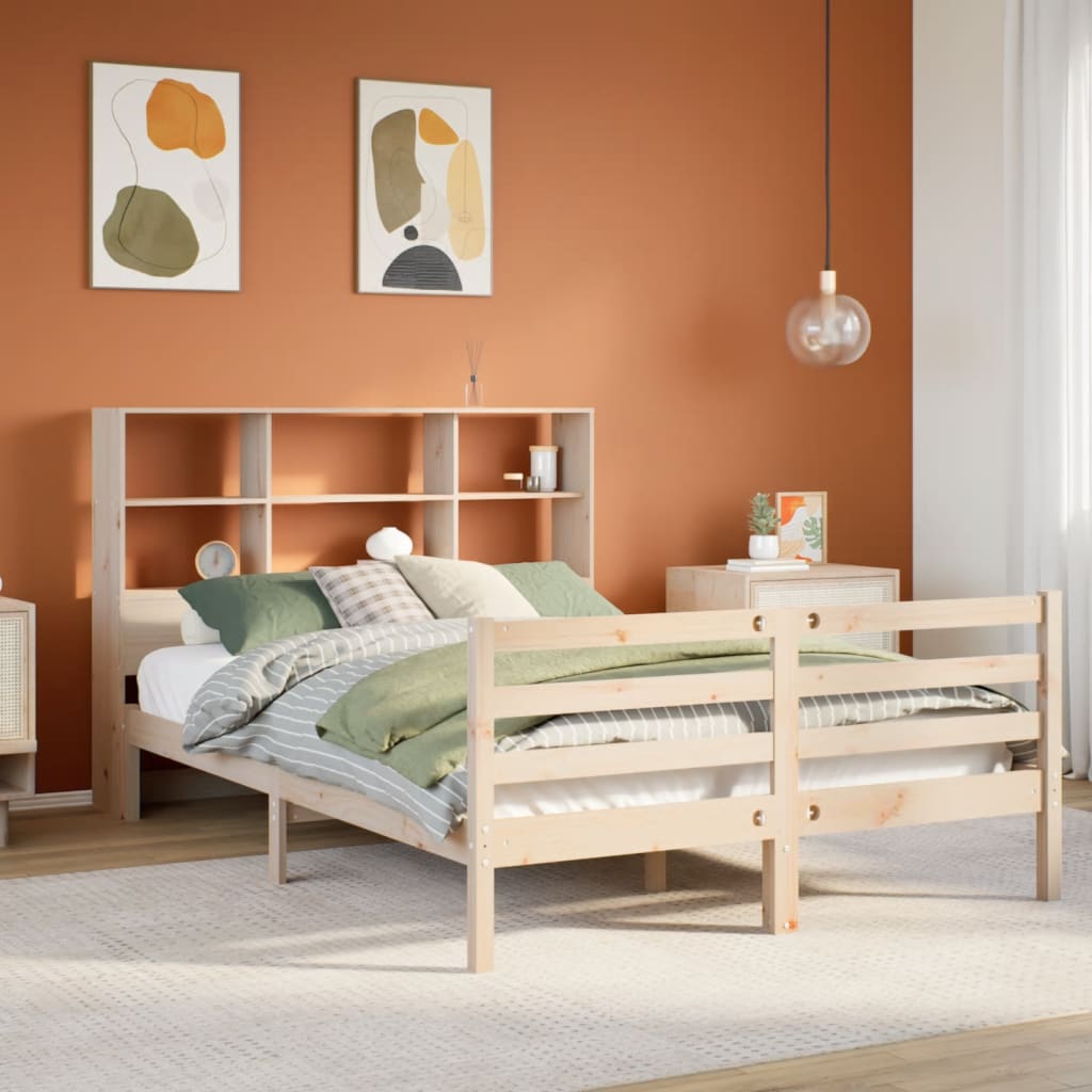 Bookcase Bed without Mattress 160x200 cm Solid Wood Pine