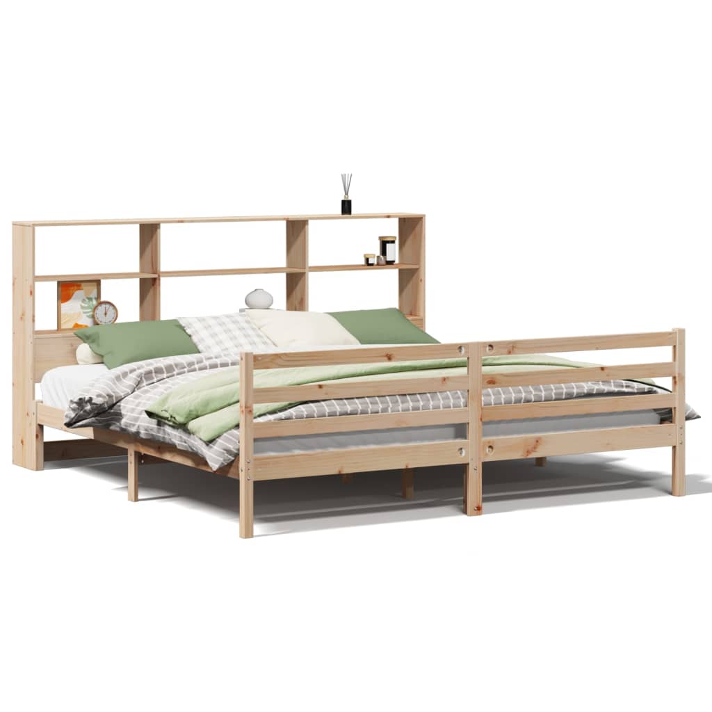 Bookcase Bed without Mattress 180x200 cm Super King Solid Wood Pine