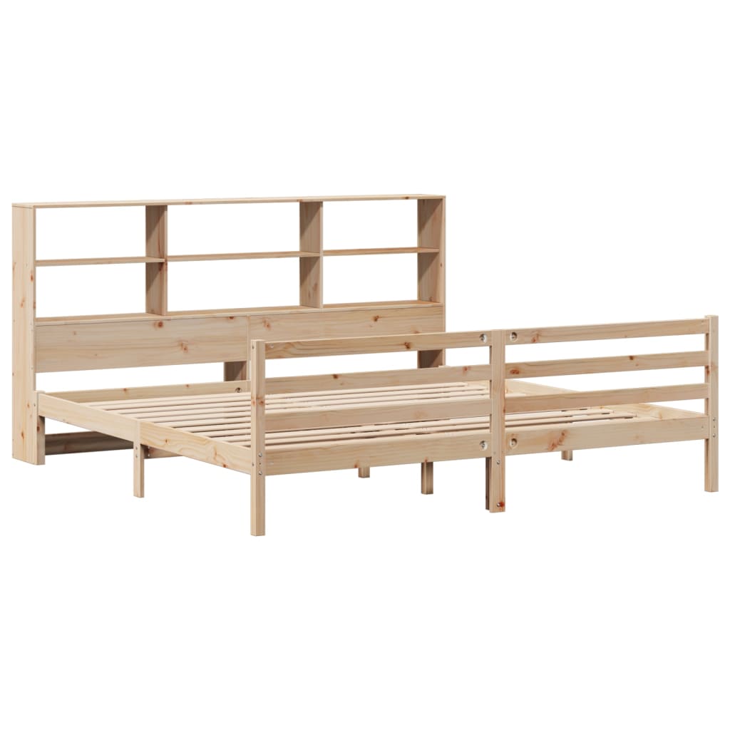 Bookcase Bed without Mattress 180x200 cm Super King Solid Wood Pine
