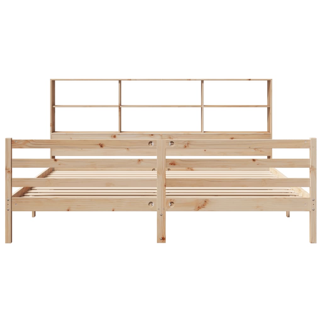 Bookcase Bed without Mattress 180x200 cm Super King Solid Wood Pine