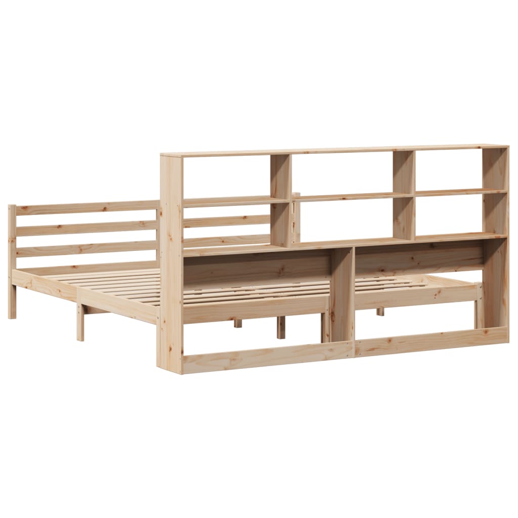 Bookcase Bed without Mattress 180x200 cm Super King Solid Wood Pine