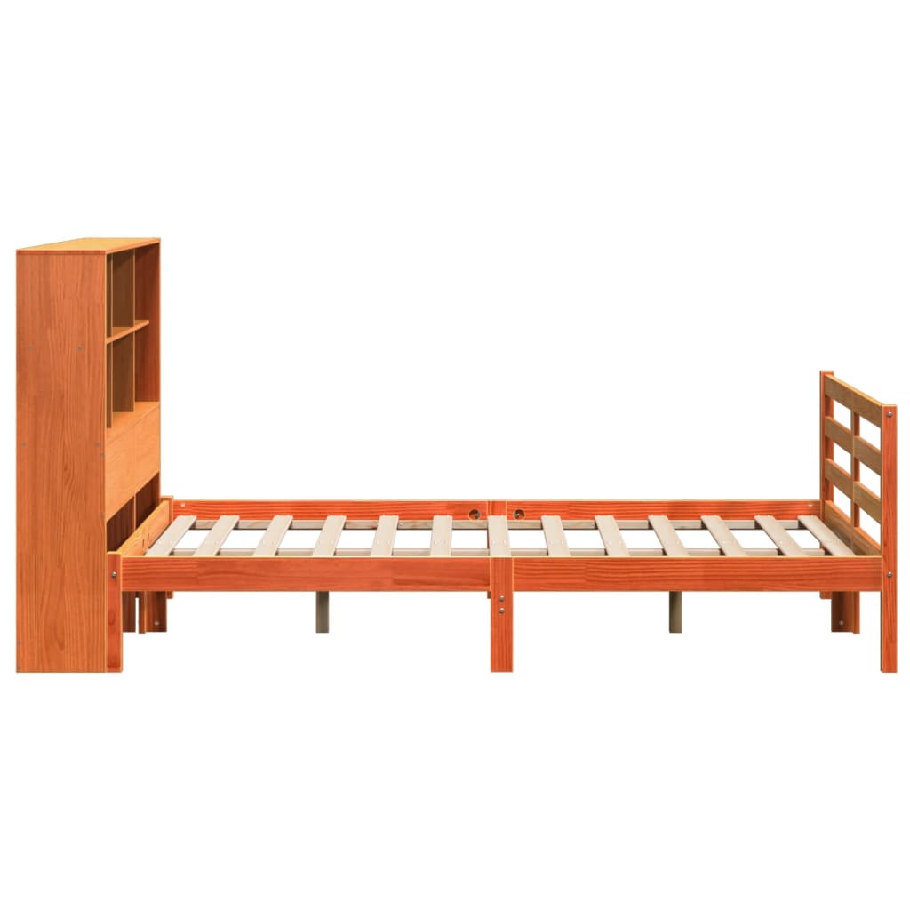 Bookcase Bed without Mattress Wax Brown 135x190 cm Solid Wood