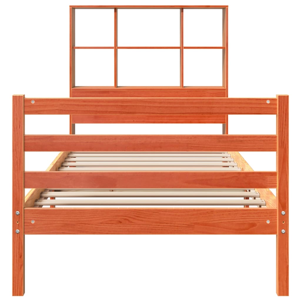 Bookcase Bed without Mattress Wax Brown 100x200 cm Solid Wood