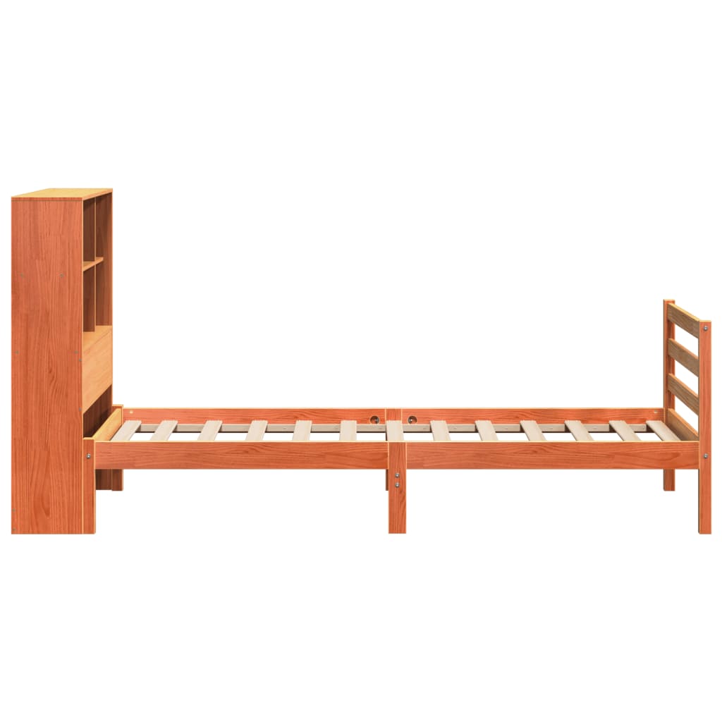 Bookcase Bed without Mattress Wax Brown 100x200 cm Solid Wood