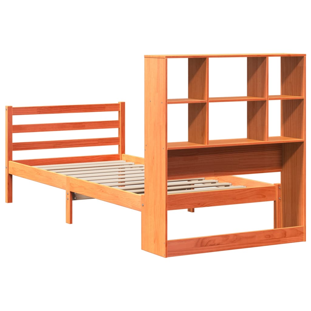 Bookcase Bed without Mattress Wax Brown 100x200 cm Solid Wood