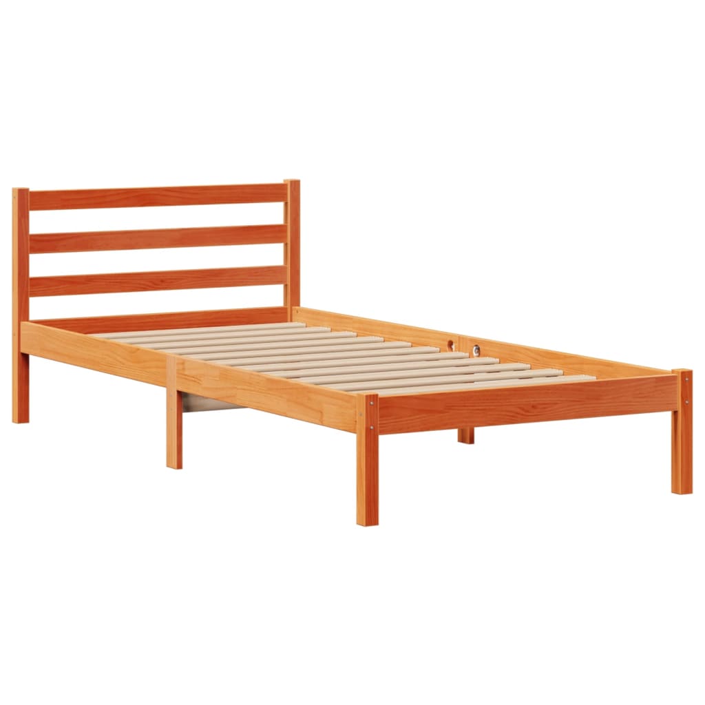 Bookcase Bed without Mattress Wax Brown 100x200cm Solid Wood Pine
