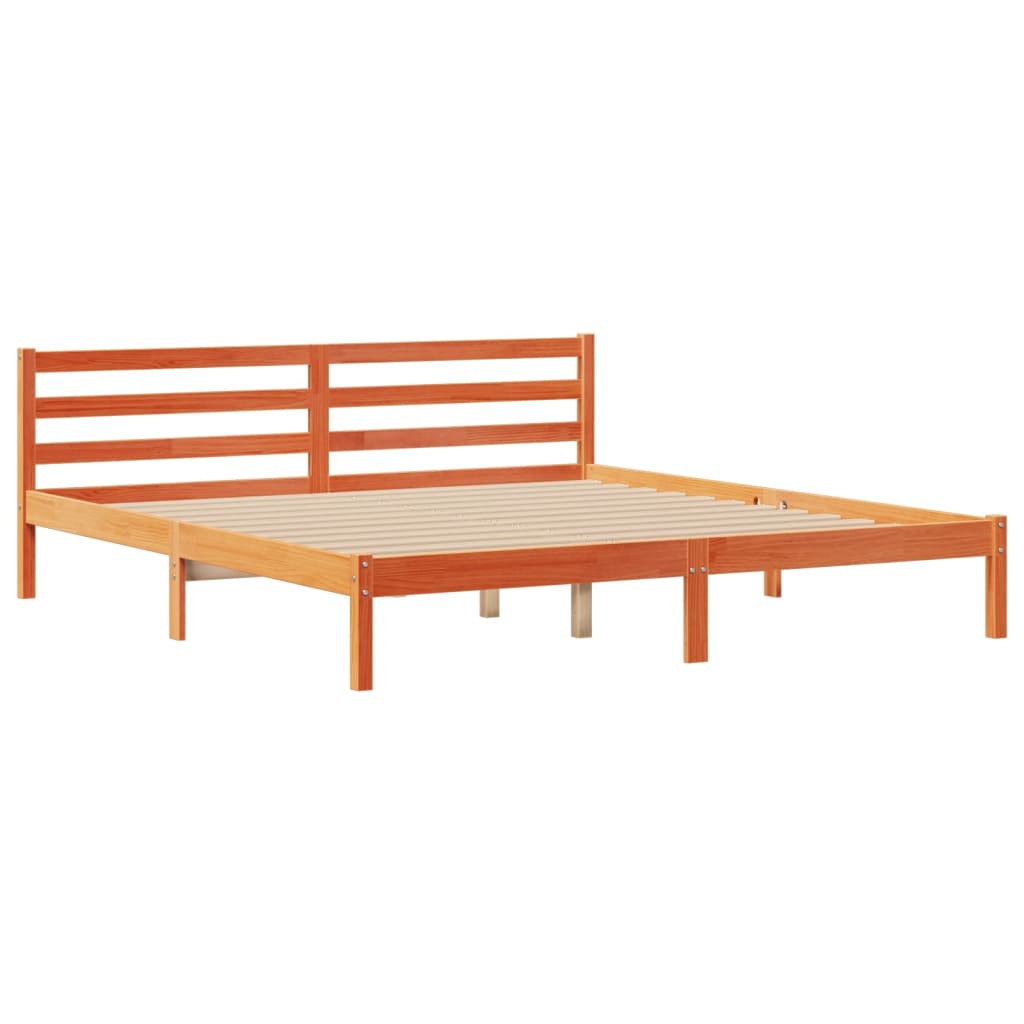 Bookcase Bed without Mattress Wax Brown 200x200cm Solid Wood Pine