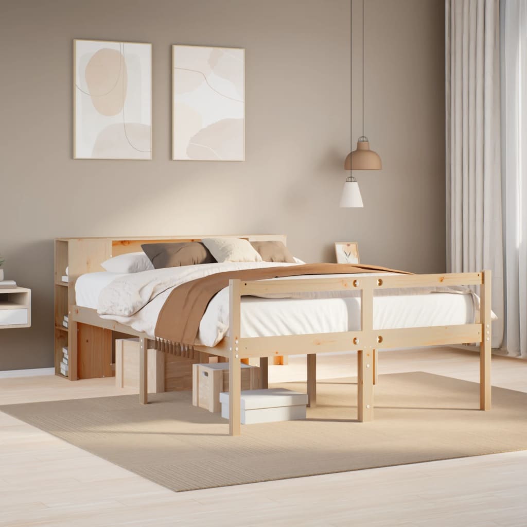 Bookcase Bed without Mattress 120x190 cm Small Double Solid Wood Pine