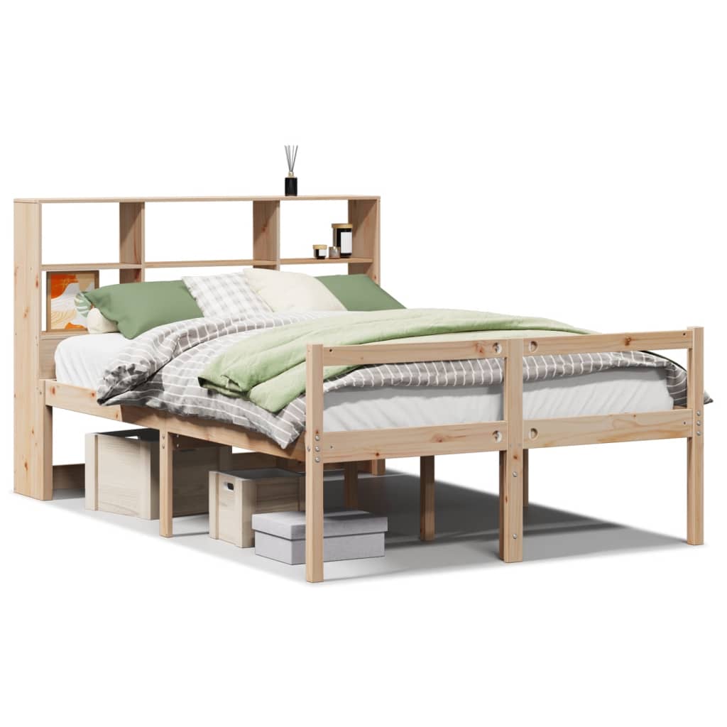 Bookcase Bed without Mattress 140x200 cm Solid Wood Pine