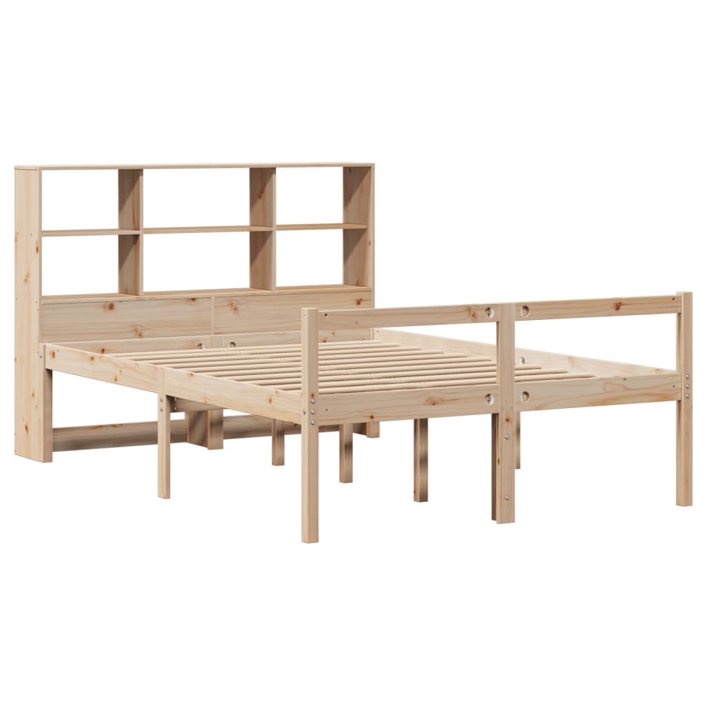 Bookcase Bed without Mattress 140x200 cm Solid Wood Pine