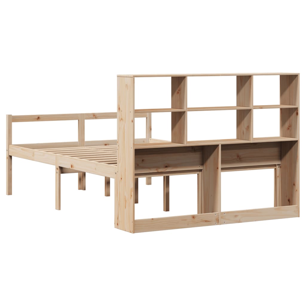 Bookcase Bed without Mattress 140x200 cm Solid Wood Pine