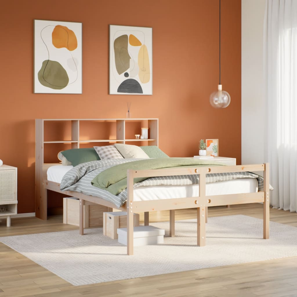 Bookcase Bed without Mattress 140x200 cm Solid Wood Pine