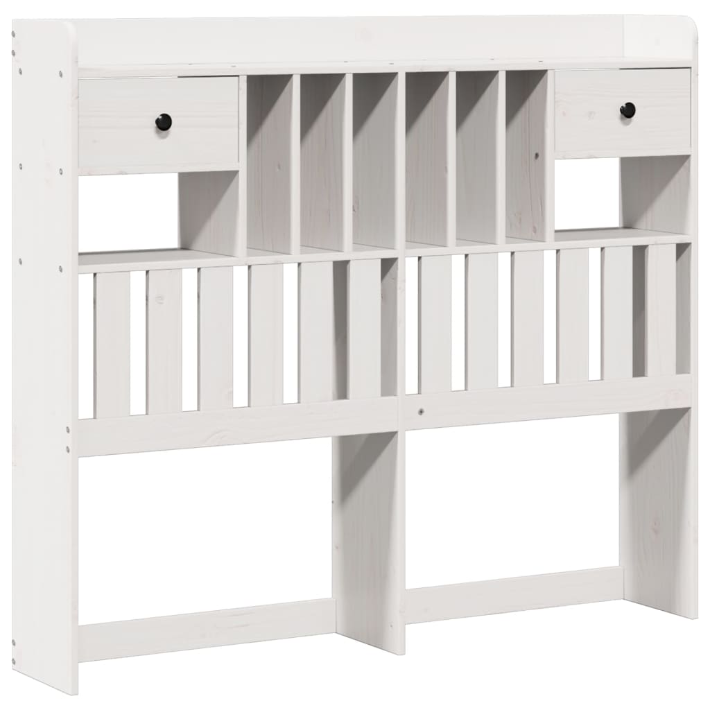 Bookcase Bed without Mattress White 135x190 cm Doouble Solid Wood Pine
