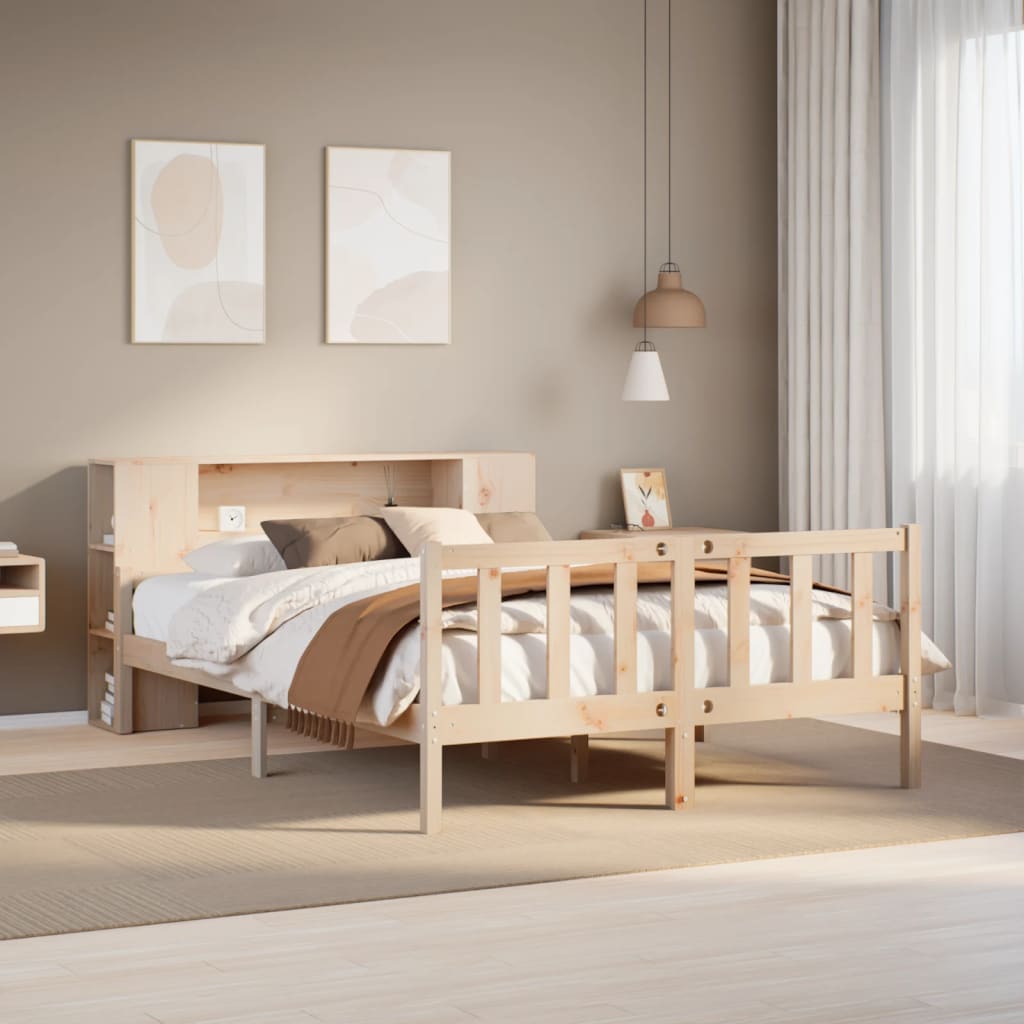 Bookcase Bed without Mattress 120x190 cm Small Double Solid Wood Pine