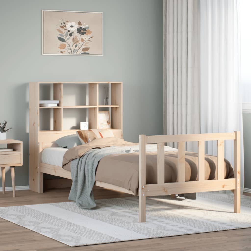 Bookcase Bed without Mattress 90x190 cm Single Solid Wood Pine