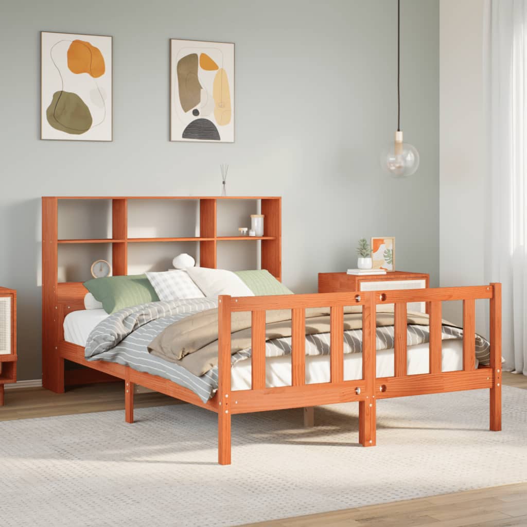 Bookcase Bed without Mattress Wax Brown 160x200 cm Solid Wood
