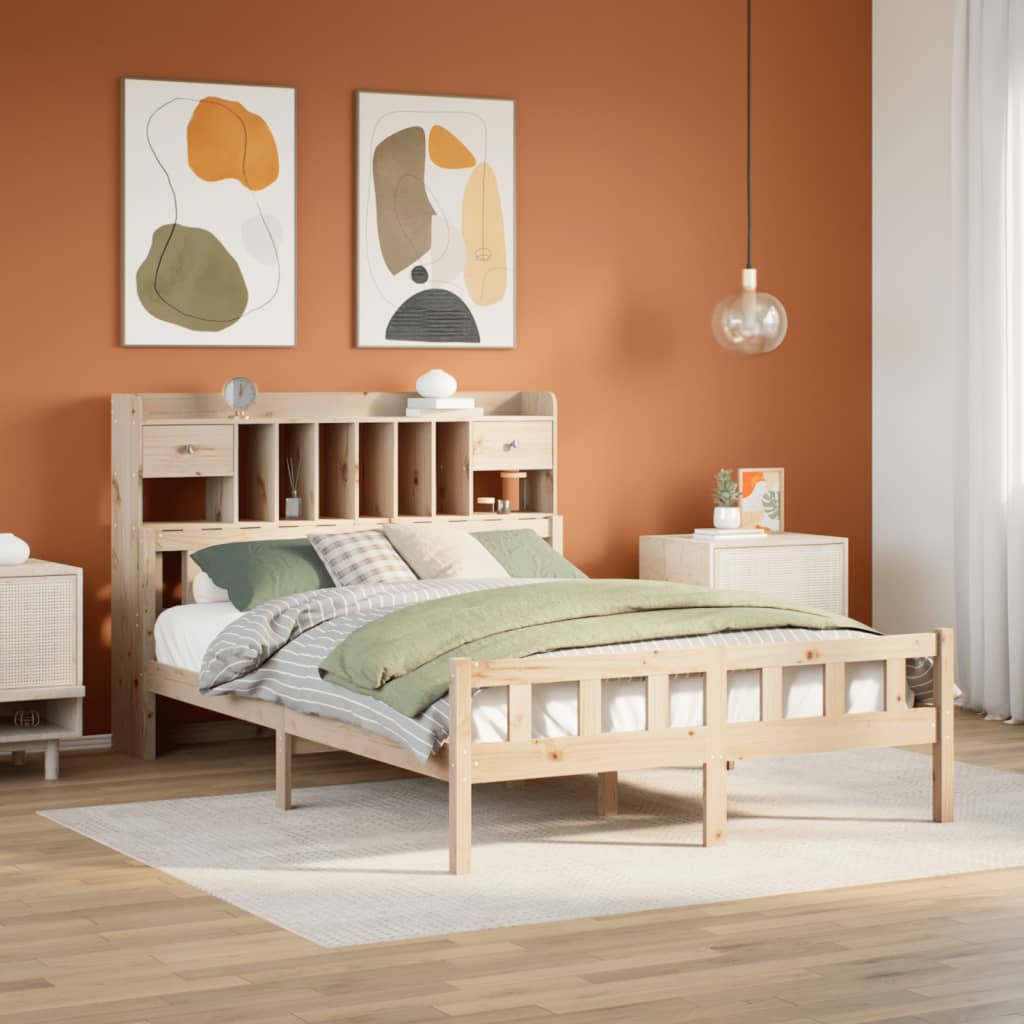 Bookcase Bed without Mattress 160x200 cm Solid Wood Pine