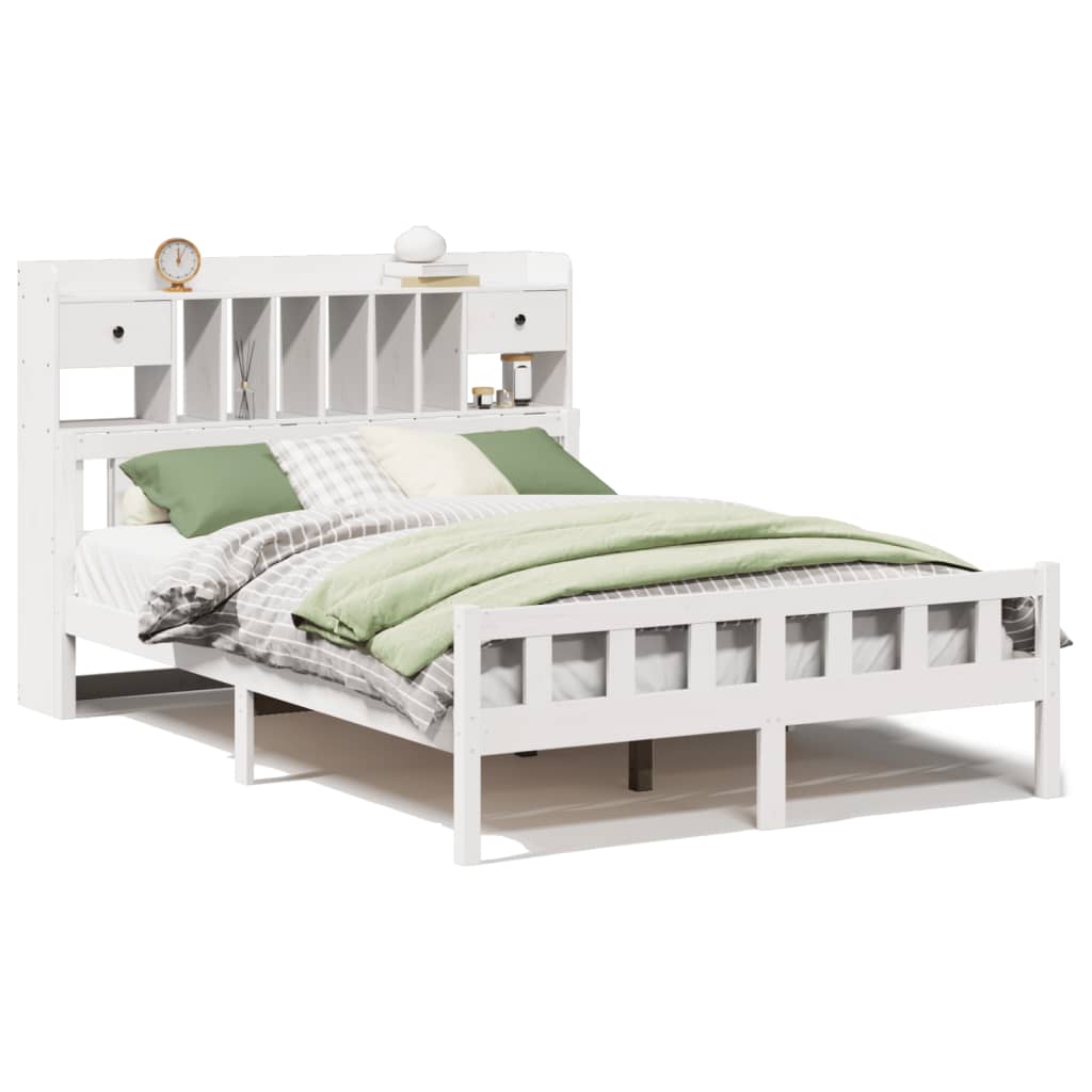 Bookcase Bed without Mattress White 160x200 cm Solid Wood Pine