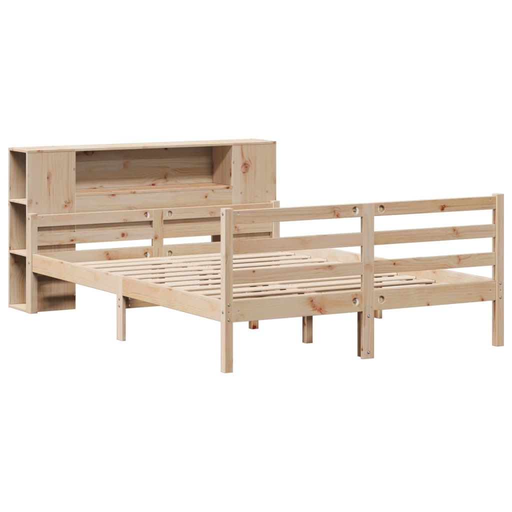 Bookcase Bed without Mattress 140x190 cm Solid Wood Pine