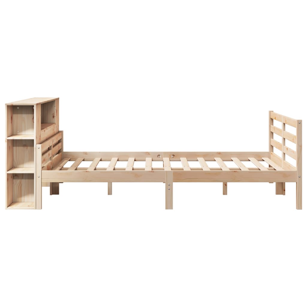 Bookcase Bed without Mattress 140x190 cm Solid Wood Pine