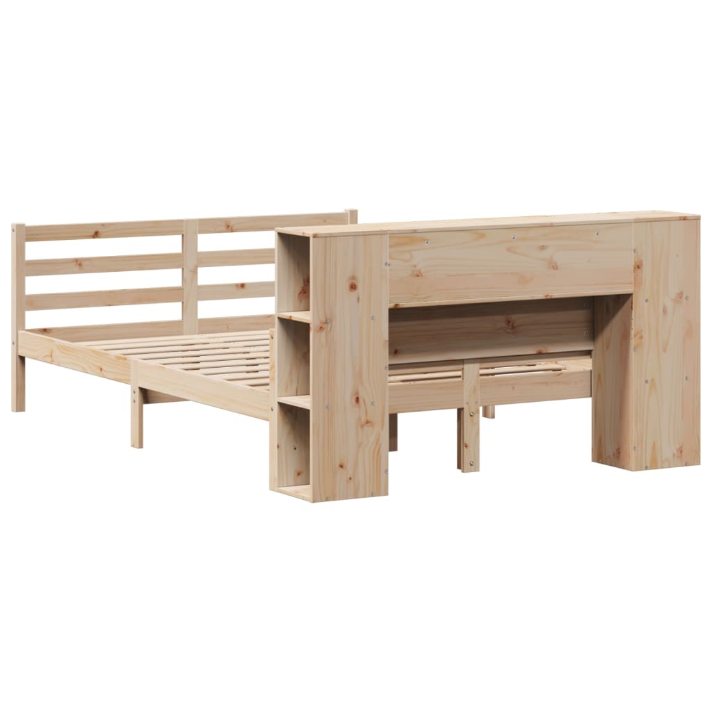 Bookcase Bed without Mattress 140x190 cm Solid Wood Pine