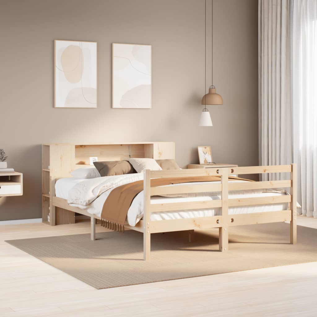 Bookcase Bed without Mattress 140x190 cm Solid Wood Pine