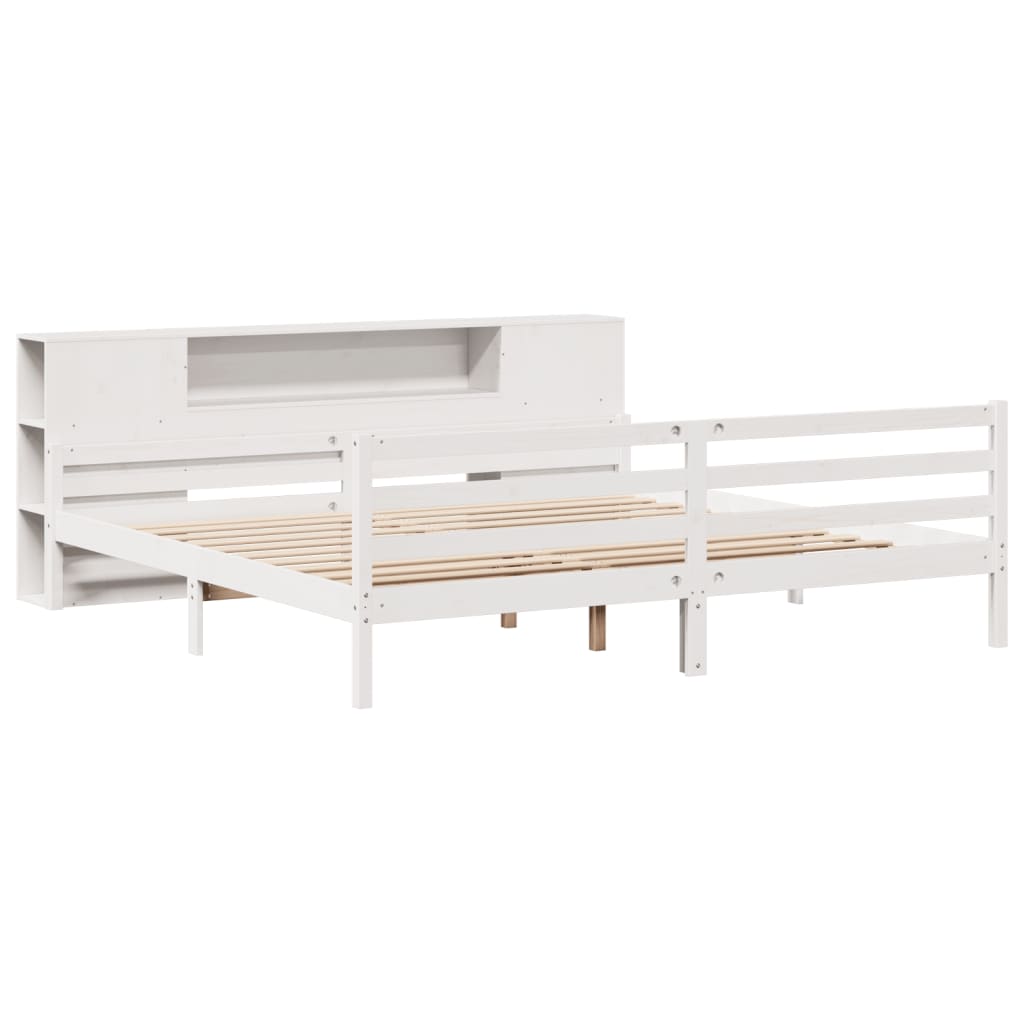 Bookcase Bed without Mattress White 200x200 cm Solid Wood Pine