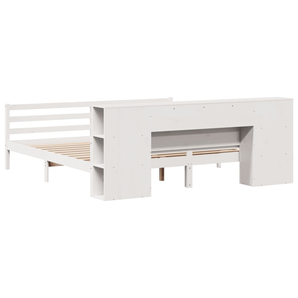 Bookcase Bed without Mattress White 200x200 cm Solid Wood Pine