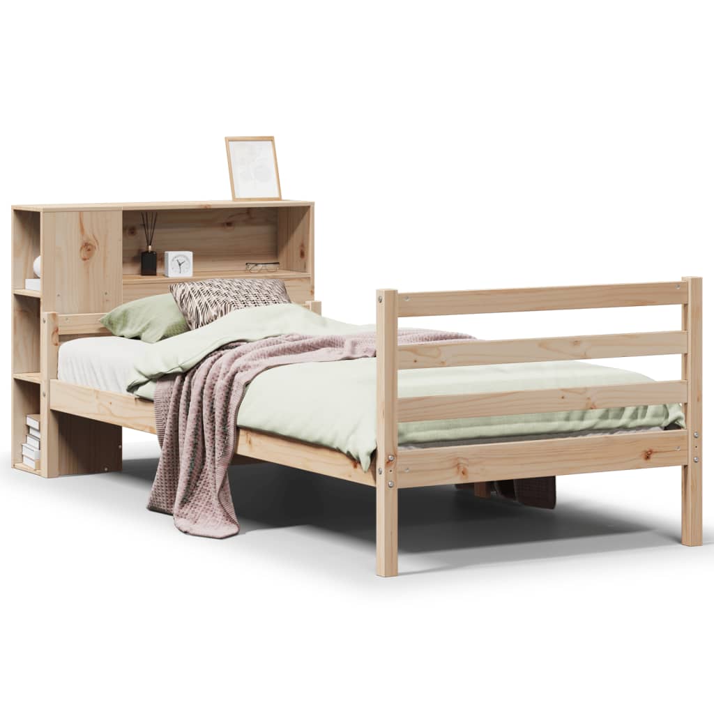 Bookcase Bed without Mattress 90x200 cm Solid Wood Pine