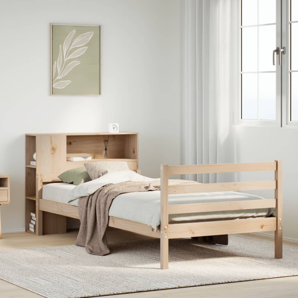 Bookcase Bed without Mattress 90x200 cm Solid Wood Pine