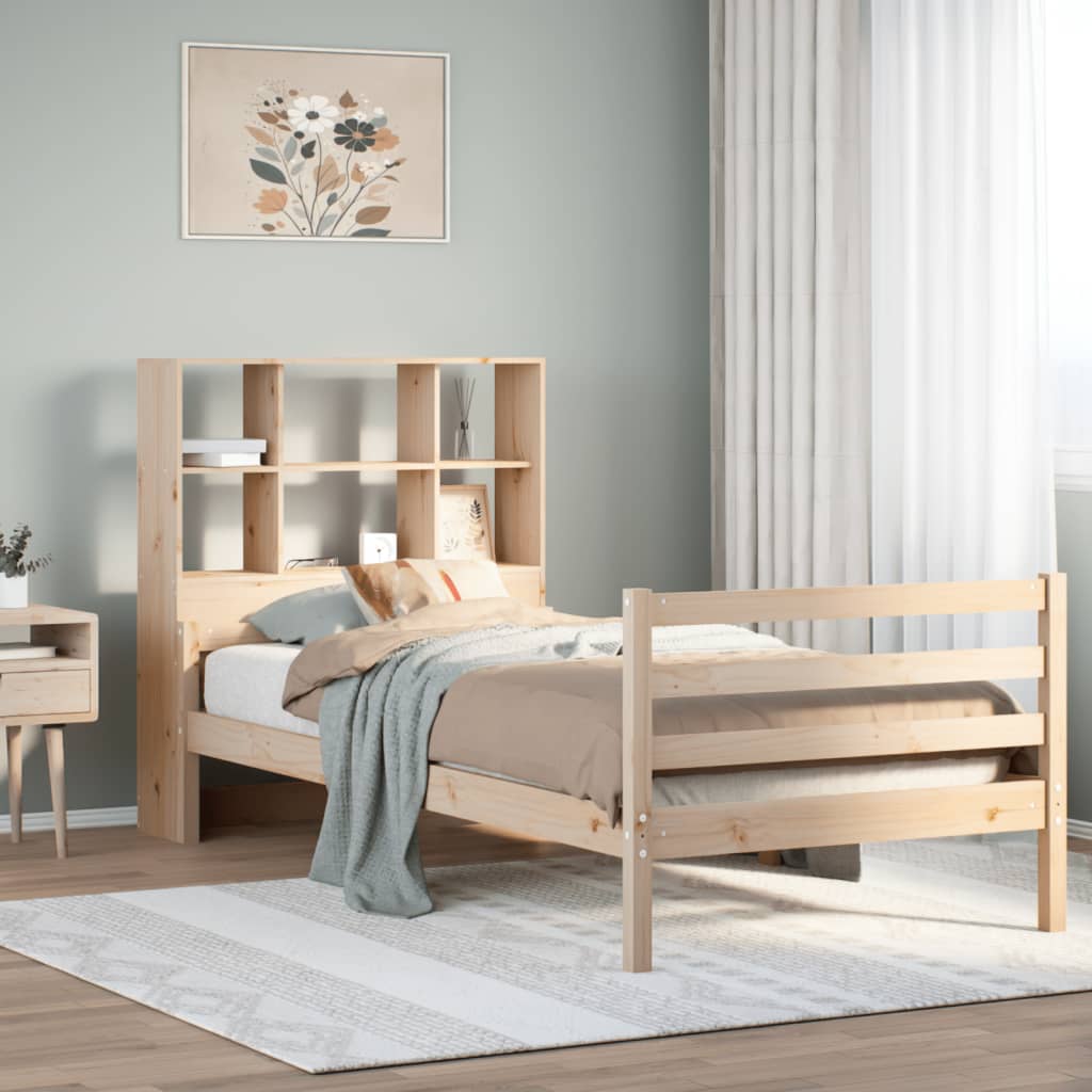 Bookcase Bed without Mattress 90x200 cm Solid Wood Pine