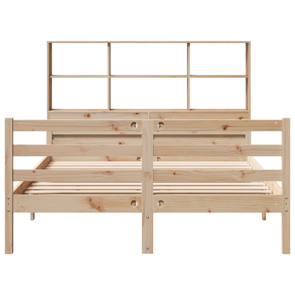 Bookcase Bed without Mattress 140x200 cm Solid Wood Pine