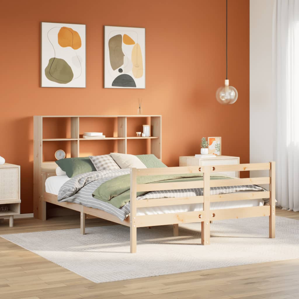 Bookcase Bed without Mattress 140x200 cm Solid Wood Pine